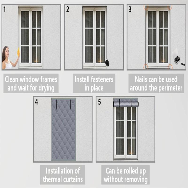 3 Layer Winter Insulated Window Cover-63x 47 IN Oxford Thermal Insulated Window Blanket For Winter Keeping Warm