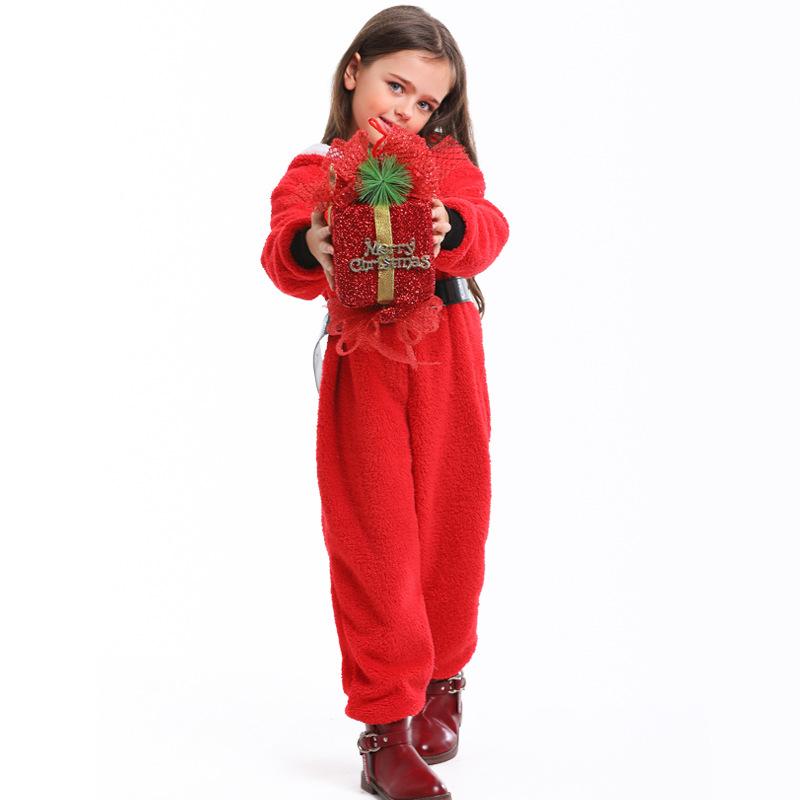 Kids Girls Christmas Xmas Red Elf Velvet Hooded Jumpsuit Belt Set Children Santa Claus Halloween Role Play Dress Up Cosplay Costume