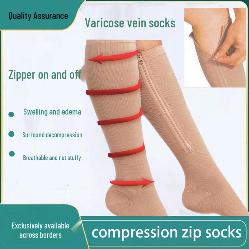 Sport Zipper Compression Socks for Vein Support