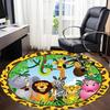 1pc Jungle Friends Chair Carpet for Office, Round Polyester Mat, Indoor Decor for Office, Easycare Fabric, Washable Non-slip Area Carpet