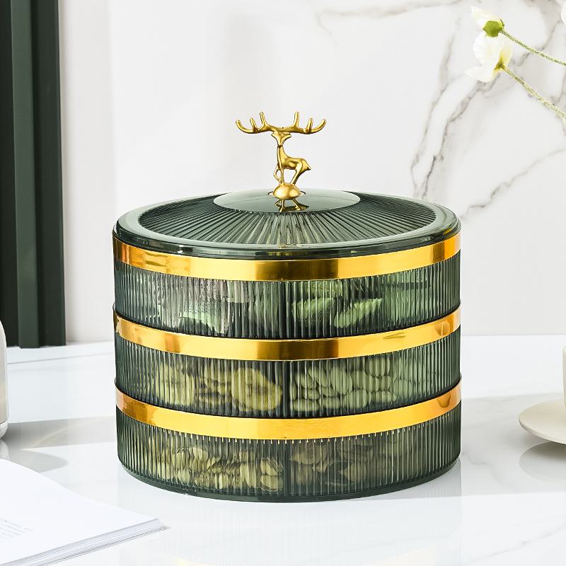 Роскошная Новогодняя Конфетница для Гостиной - Высококачественная Прозрачная Фруктовница, Контейнер для Хранения Орехов и Снеков 3-layer