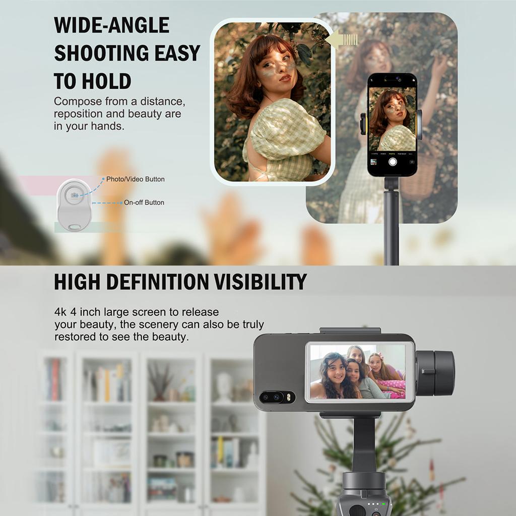 Magnetic Selfie Screen for Phone Vlog Selfie Monitor Screen Rear Camera for Live Stream Low Latency High Definition