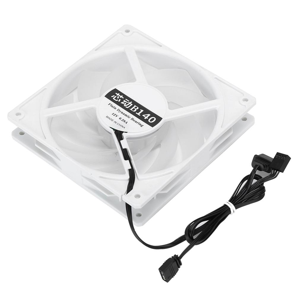 14cm 2000RPM Cooling Fan Low Noise Cooler 4‑Pin PWM Header Interface for ARGB Desktop ComputerWhite