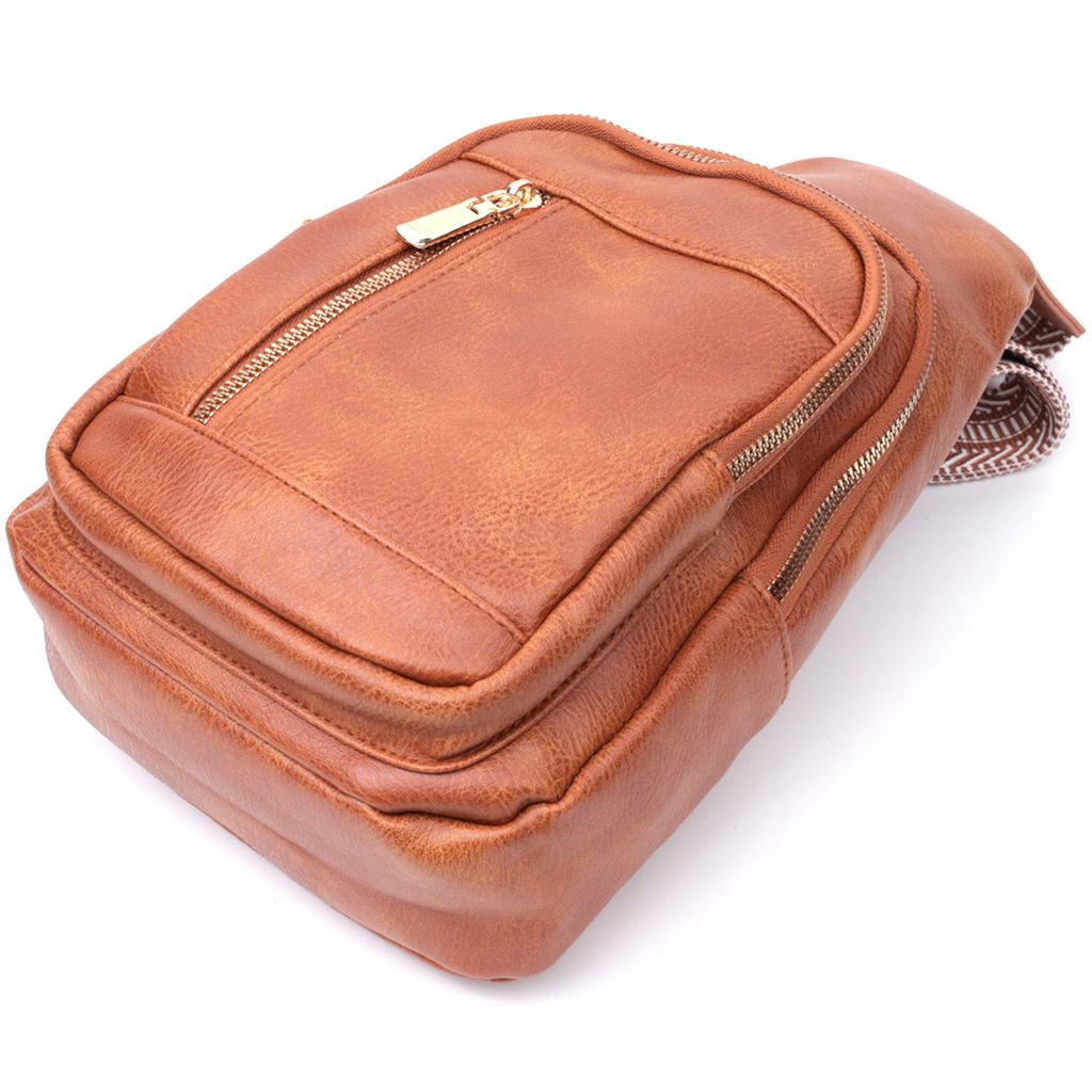 Интересная сумка-слинг для женщин из экокожи VINTAGE Bag 22749 Рыжий