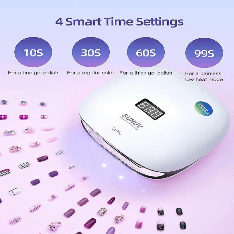 48W LED Nail Lamp SUN4 UV Nail Dryer for Shellac Manicure Gel with 4 Timers, LCD Display, Sensor and Salon Level Dual Speed Drying