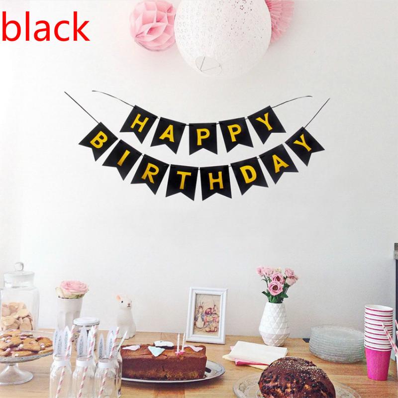 1 Set Happy Birthday Golden Foil Letters Bunting Hanging Garlands String Flags Party Decor