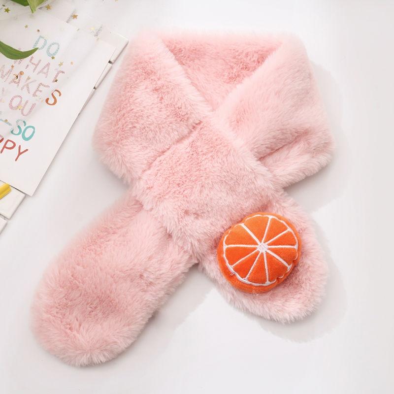 Children Warm Fruit Scarf New Imitation Rabbit Hair Autumn Winter Soft Girls Sweet Neck Scarf