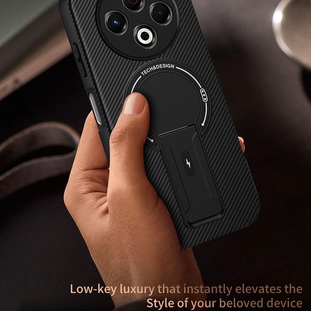 For TECNO Spark 30 4G Case Carbon Fiber Texture PC + TPU Phone Cover with Kickstand