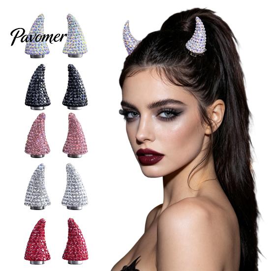Fashionable Sharp Corner Headpieces Magnetic Rhinestone Devil Horns Hair Accessories for Halloween Cosplay, Sparkling Cosplay Headwear 3D Horn