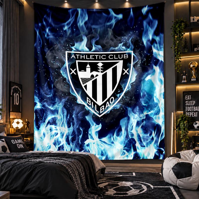 Wall Hanging Tapestry Athletic Bilbao Football Print Cloth for Living Room Bedroom Home Decor