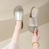 Fashion Platform Inside Heightening Baotou Half Slippers for Women Summer Outside Wear 2025 New Woven Hollow Cool Mopping