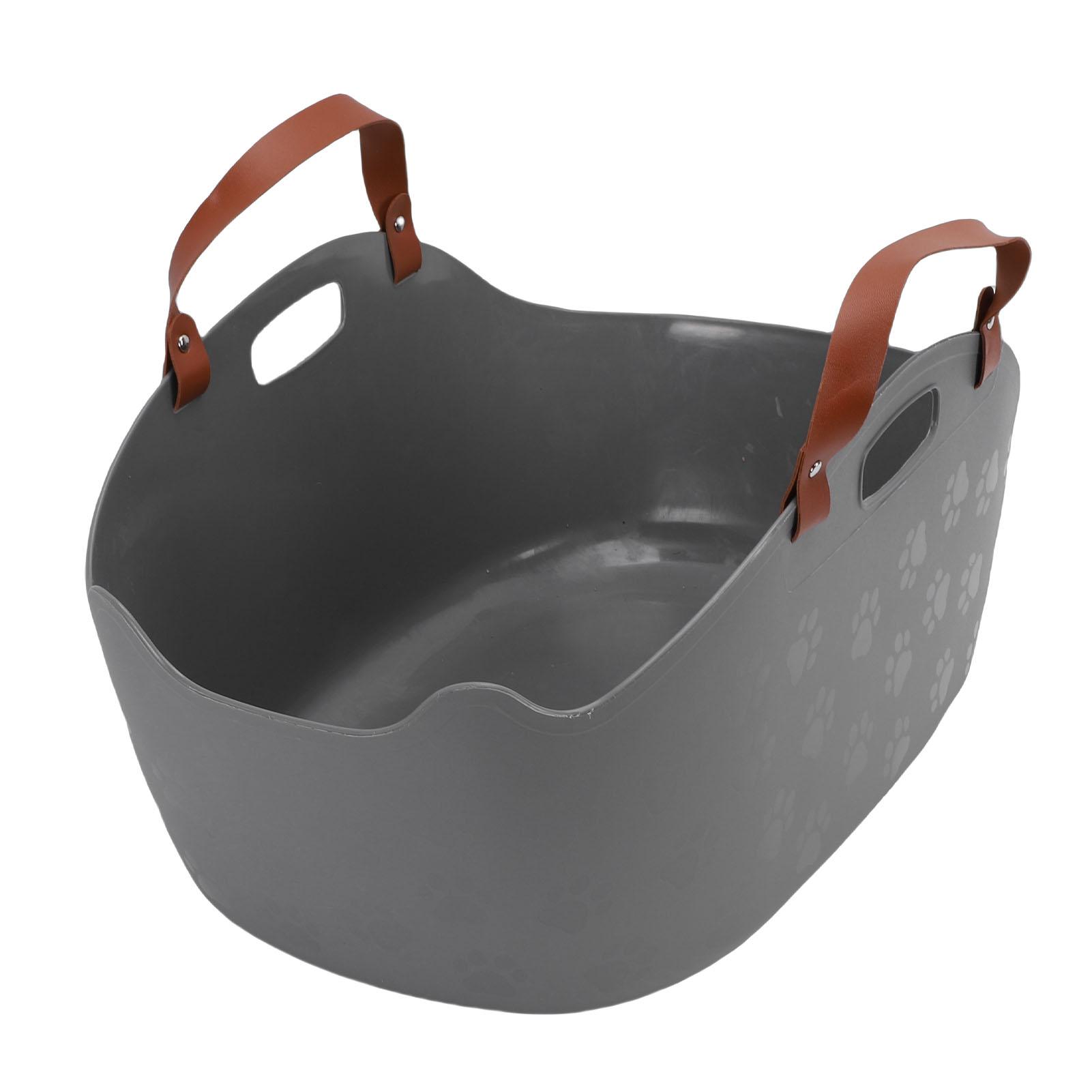 

Portable Cat Litter Box Super Large Capacity Splash Proof Handheld Cat Litter Box Basket for Travel Grey серый
