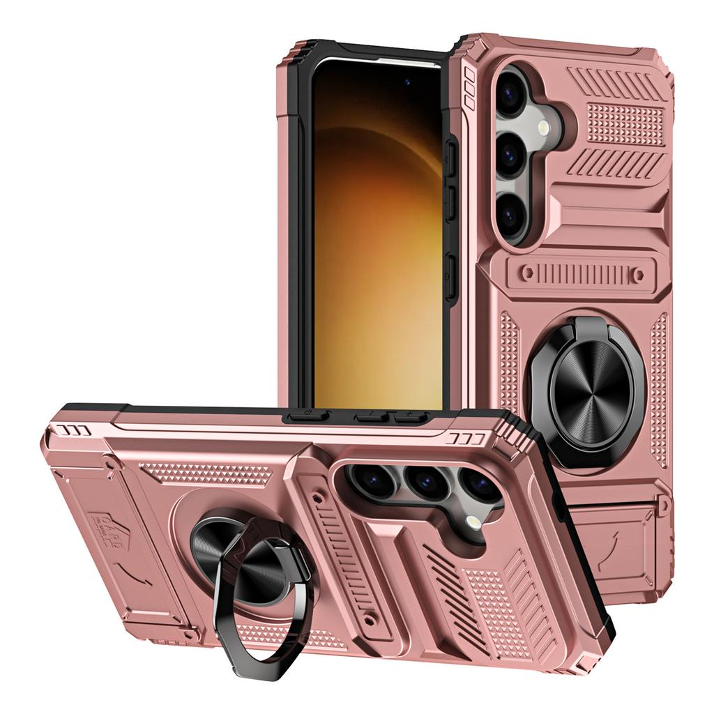 Phone Case for Samsung Galaxy S25 FE S26 S24 Ultra Plus S23 A17 A26 A16 A56 A36 A55 Wallet Card Holder Rotated Ring Kickstand