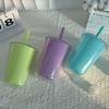 Leakproof Double-layer Straw Cup Large Capacity Drinking Bottle Creative Milk Tea Cup  Summer