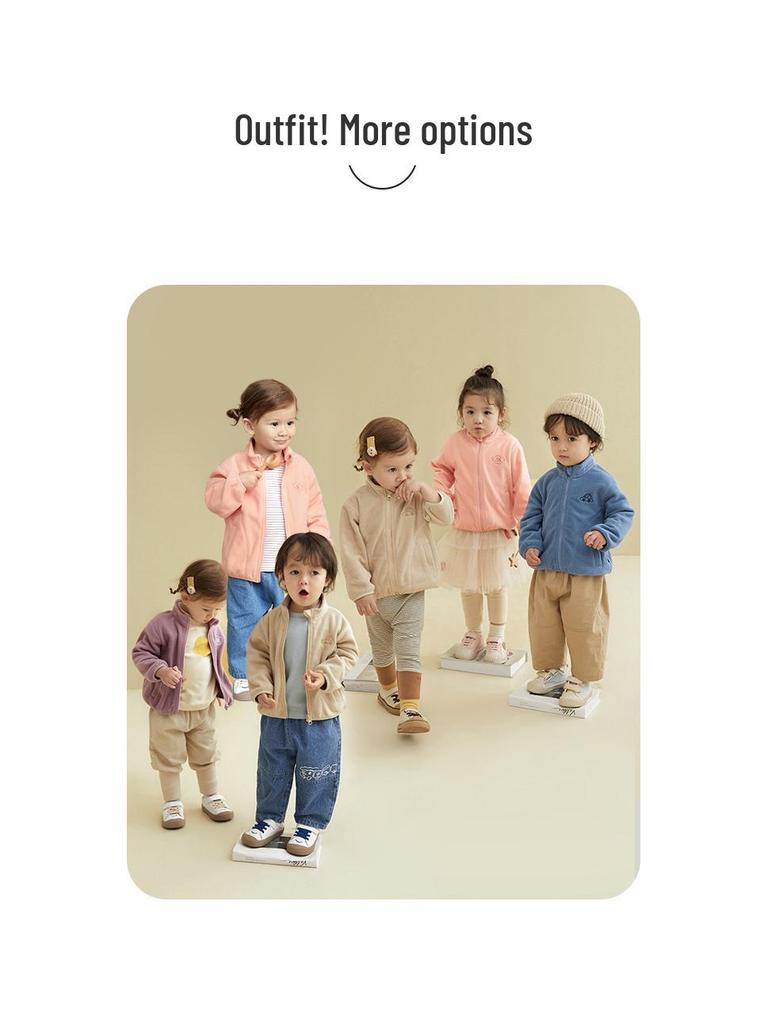Tongbei 2025 Autumn Kids' Fleece Jackets - Unisex Semi-High Collar Warmth