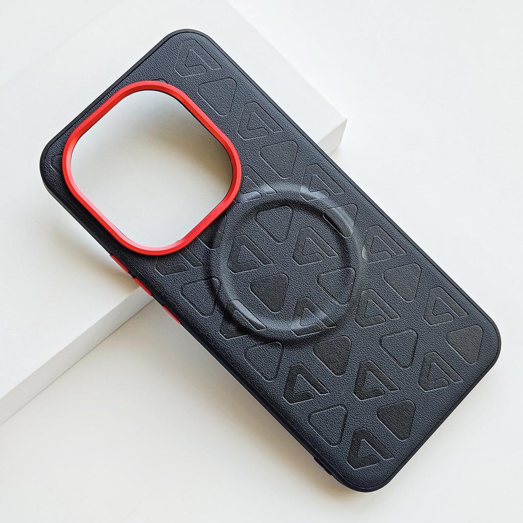 For Vivo iQOO 15 Ultra Case Magnetic Plain Leather Printing Lens Frame Anti-Fingerprint Soft Silicone Cover