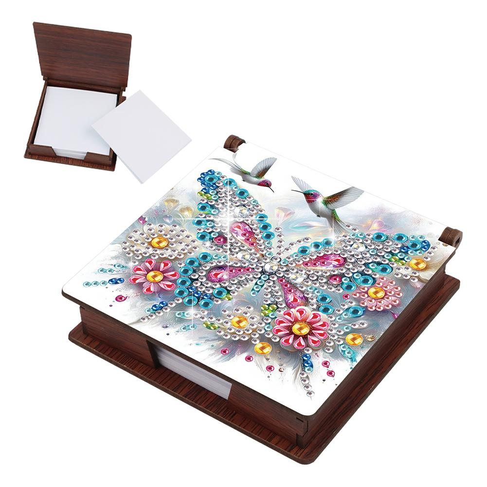 Wood Animals Gem Painting Memo Pad Holder Mosaic Kit Rhinestones Post It Dispenser Diamond Art Note Box with 160 Sheets of Paper