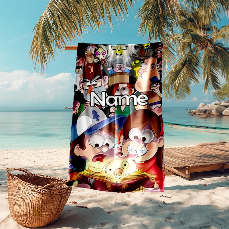 Personalized customized proof beach towel with Gravity Falls pattern - soft, absorbent,quick-drying,perfect swimming,camping&bathing