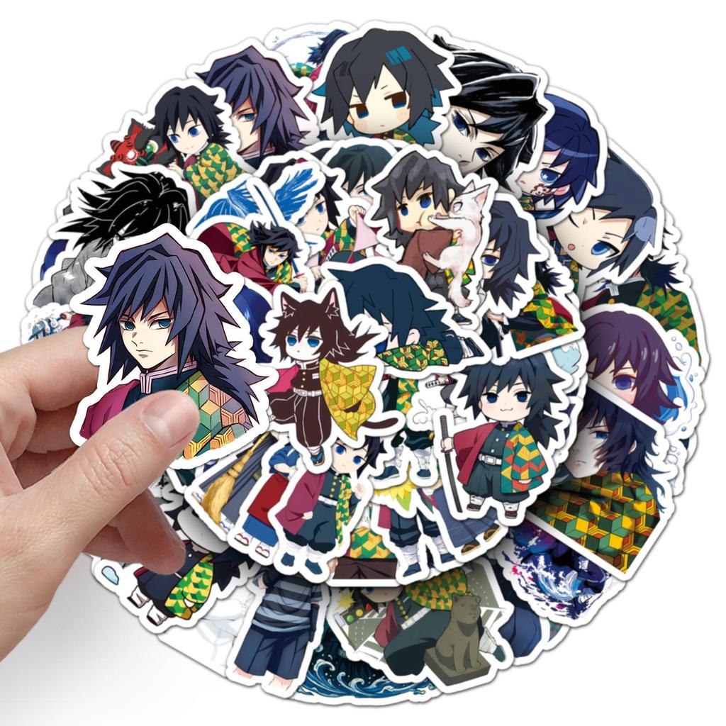 Giyu Tomioka Waterproof Stickers: 50 High-Definition Demon Slayer Characters for Journals and Stationery
