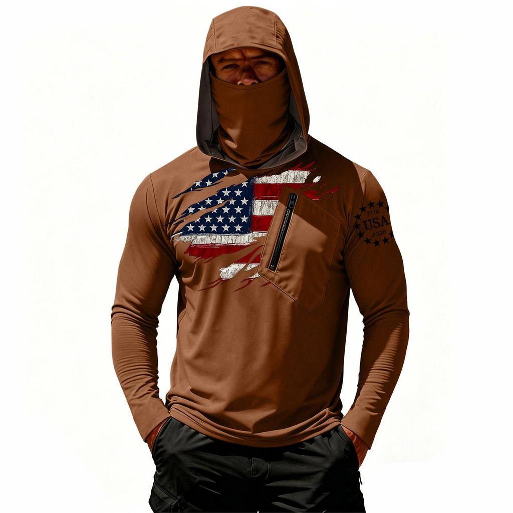Camiseta Casual con Capucha de Manga Larga para Hombre con Protección Solar