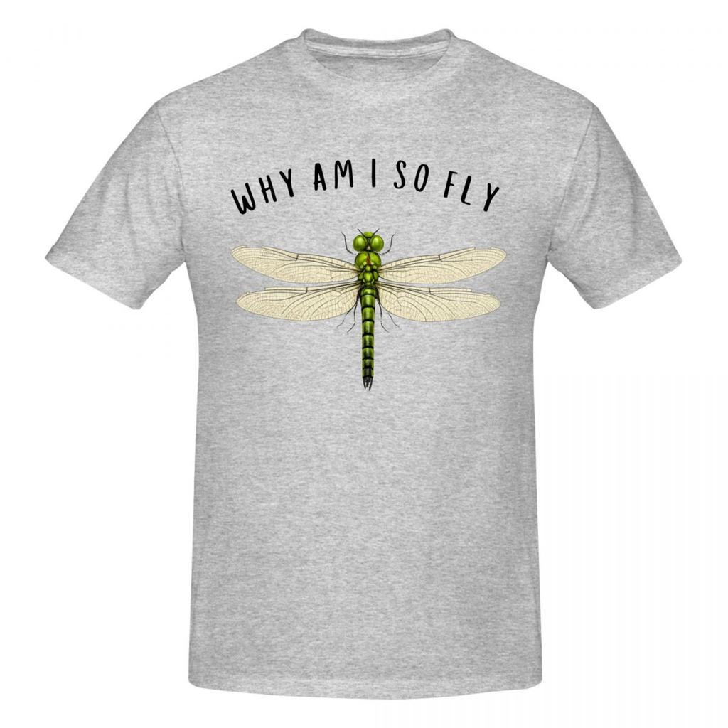 T-shirt Unisex Divertente Libellula 'Why Am I So Fly' di Tendenza Streetwear Girocollo Magliette in Cotone
