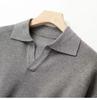 Men's Korean Retro V-Neck Polo Collar Knit Sweater for Autumn/Winter