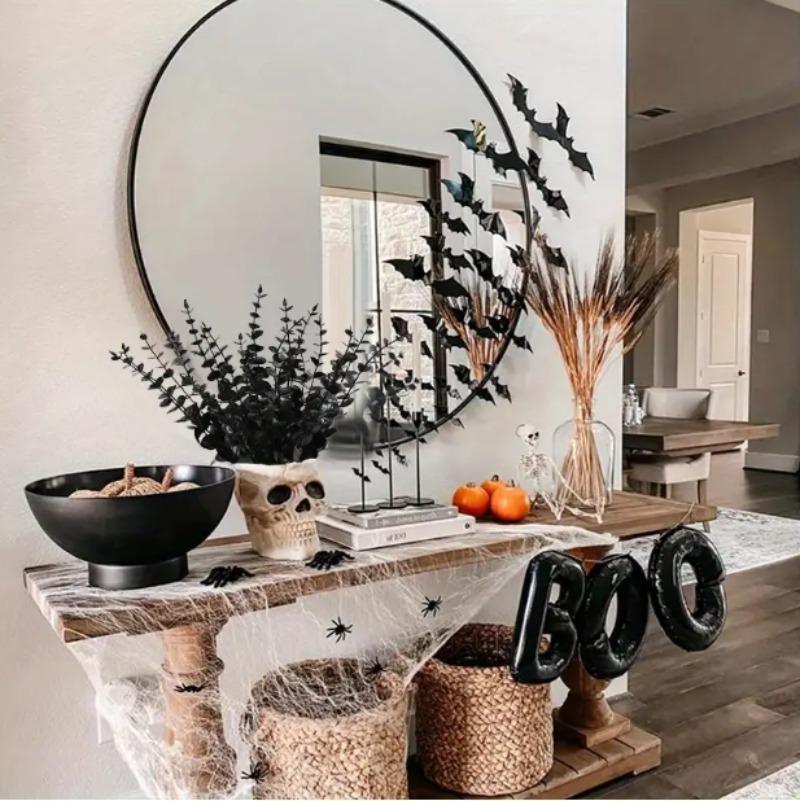 Halloween Schwarze Eukalyptusstiele Künstliche Eukalyptusblätter Vasenarrangement Zweige für Hochzeitsstrauß DIY Heimdekoration