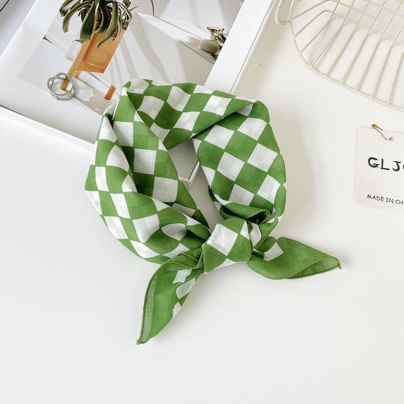 55 Cotton And Linen Headscarf Summer And Autumn Floral Silk Scarf Sweet Versatile Square Scarf Small Scarf Women'S Thin Decorative Silk Scarf