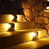 2PCS Solar Lights Up and Down Wall Lamp for Outdoor Fence Decoration Convex Mirror IP65 Water Proof 4 LEDs White Light