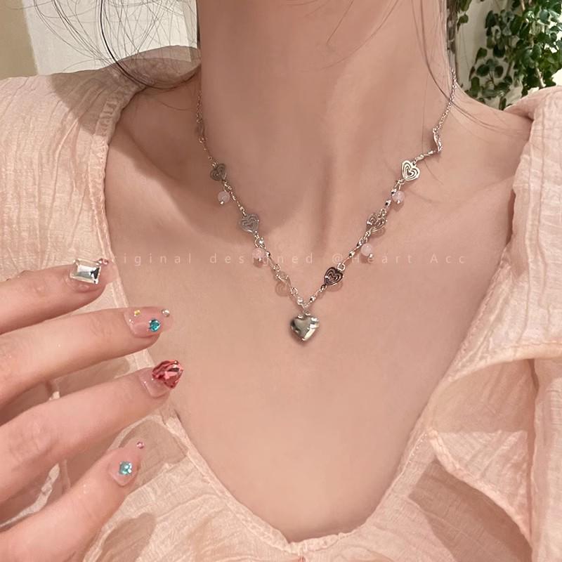 2024 Vintage Double-Layer Pearl Necklace with Heart Pendant