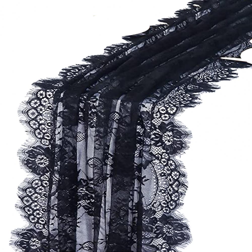 Floral Lace Table Runner French Sheer White Black Tulle Rectangle Wedding Bridal Shower Party Dining Table Cover Kitchen Supply