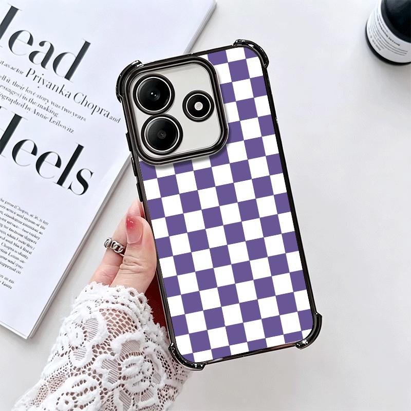 Retro Classic Chess Board Grid Soft Phone Case For Xiaomi Redmi Note 14 15 Pro Plus 13 12 11S 11T 5G 10 9S 9 Plating Anti-Fall F