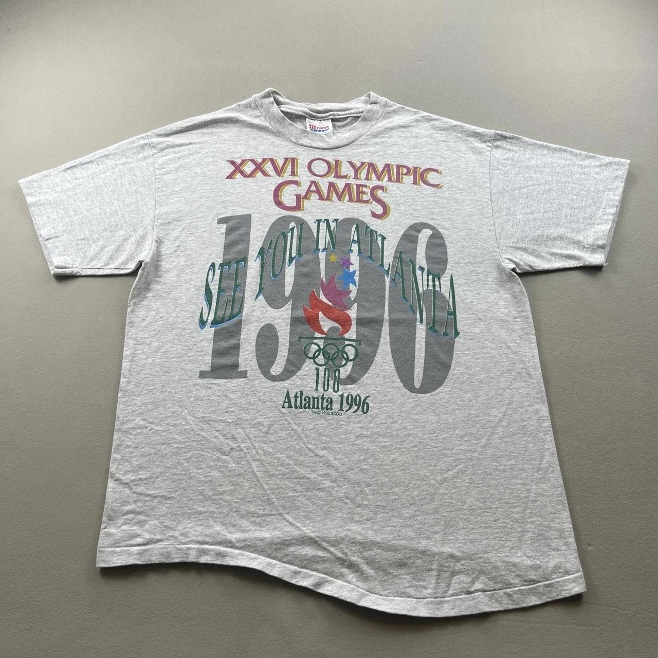 Vintage 1996 Atlanta Olympics T-Shirt Mens Large Gray Summer Games Made USA 90s S