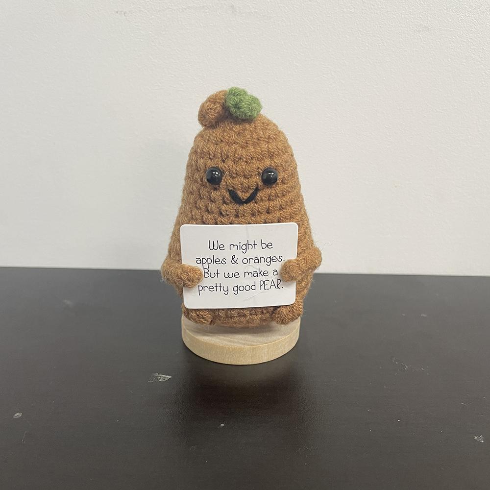 New Handmade Knitting Panda Doll With Card Ornament Home Decoration Mini Funny Positive Potatoes Room Decor Christams Gifts