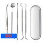 5pc/set Dental Mirror Stainless Steel Dental Dentist Prepared Tool Set Probe Tooth Care Kit Instrument Tweezer Hoe Sickle Scaler