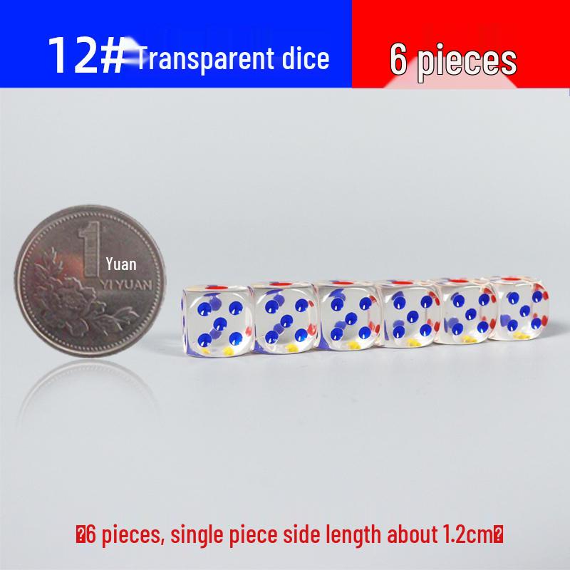 30mm Large Transparent Crystal Dice with Colored Pips for KTV, Bar, or Mahjong