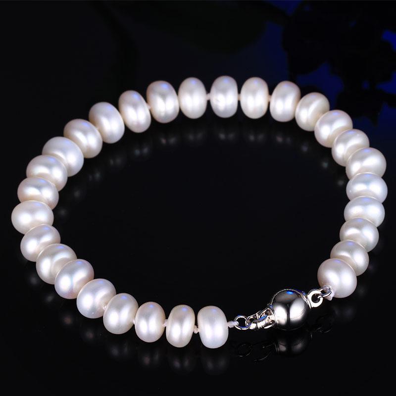 HENGSHENG 2019 Pearl Jewelry Bracelets Natural Pearl Bracelets Fine Jewlery 8-9mm Black Freshwater Pearl Gift for Women
