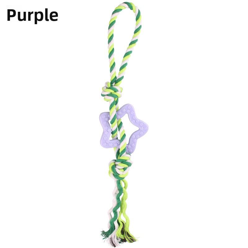 

Игрушка для питомца, хлопковая веревка, затягивающийся шнурок в форме звезды, износостойкий зубной узел, тренировка, саморазвлечение и игрушка для скучающей собаки фиолетовый