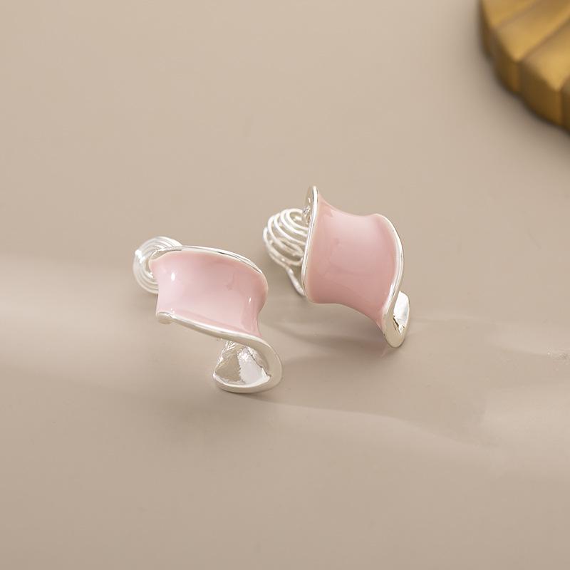 

Glazed Spiral Earrings for Women Mosquito Tray Ear Clips Without Ear Holes