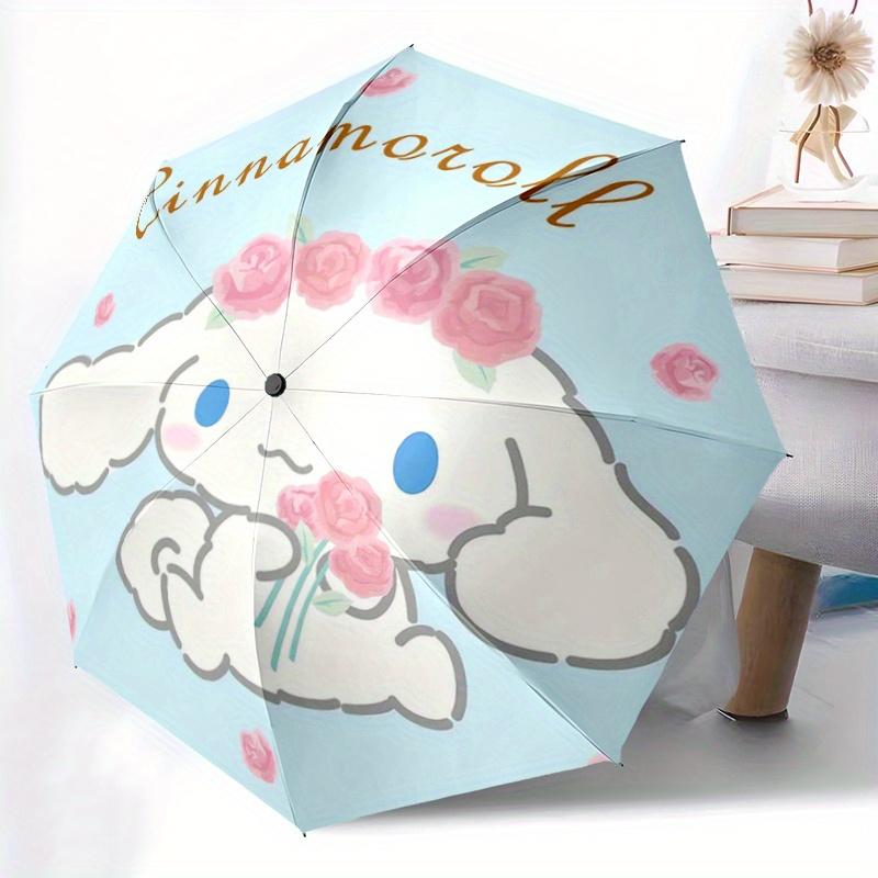 1pc Sanrio Cinnamoroll Rose Design Automatic Opening and Closing Folding - A Good Choice for Gifts, Fashionable and Convenient Umbrella With Cute Cart