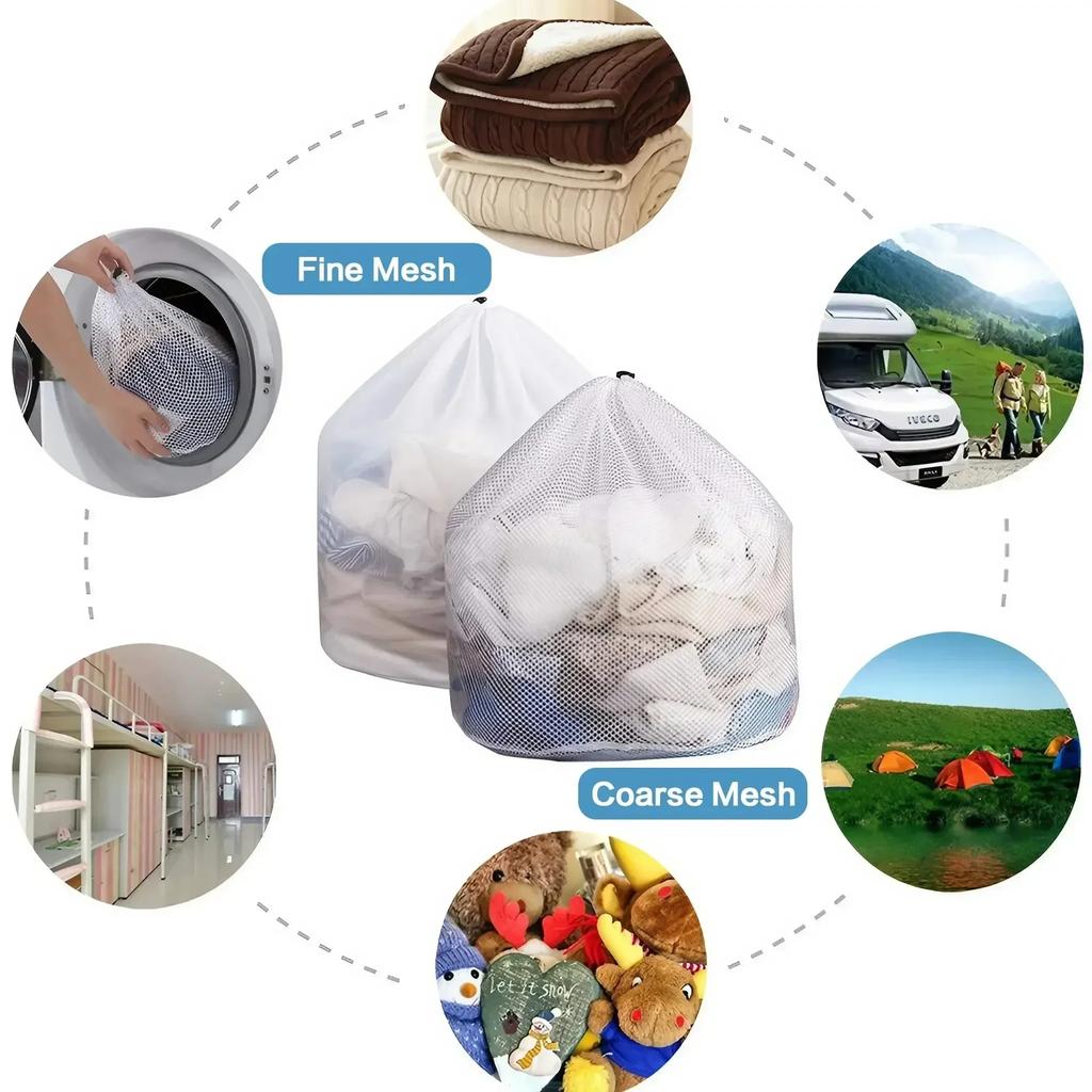 1PC Drawstring Laundry Bag Large Capacity Mesh Coarse Mesh Wash Bag For Clothes Jeans Blankets Durable Washing Net