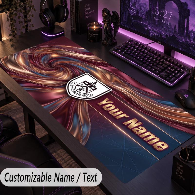 Custom Text Big Mousepad, Extended Desk Pad For Laptop Work GameBurnley Football