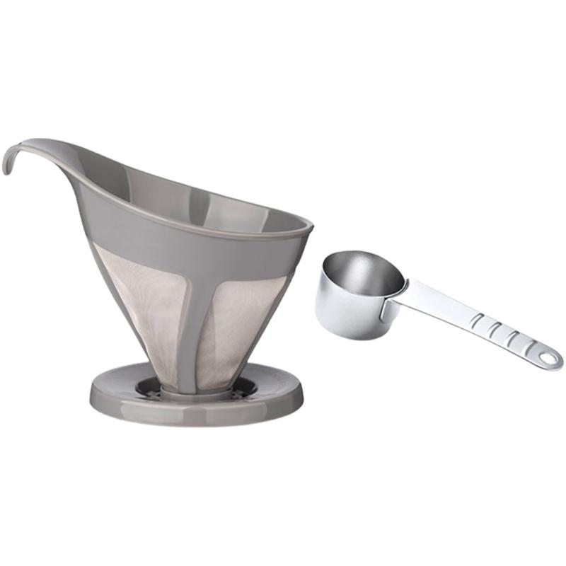Кофейные ситечки из нержавеющей стали с мерной ложкой Набор кофейных фильтров Сетчатая кофейная воронка Подходит для кофемашин
