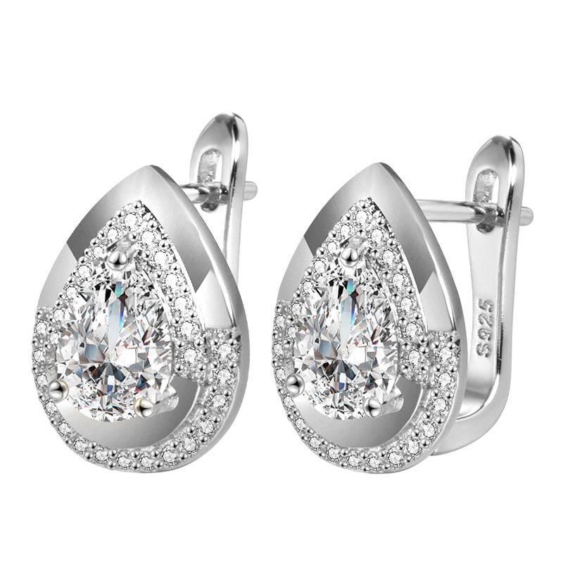Black Zircon Flower Earrings: Korean 585 Rose Gold Ear Clips, Trendy Cold Style for Women