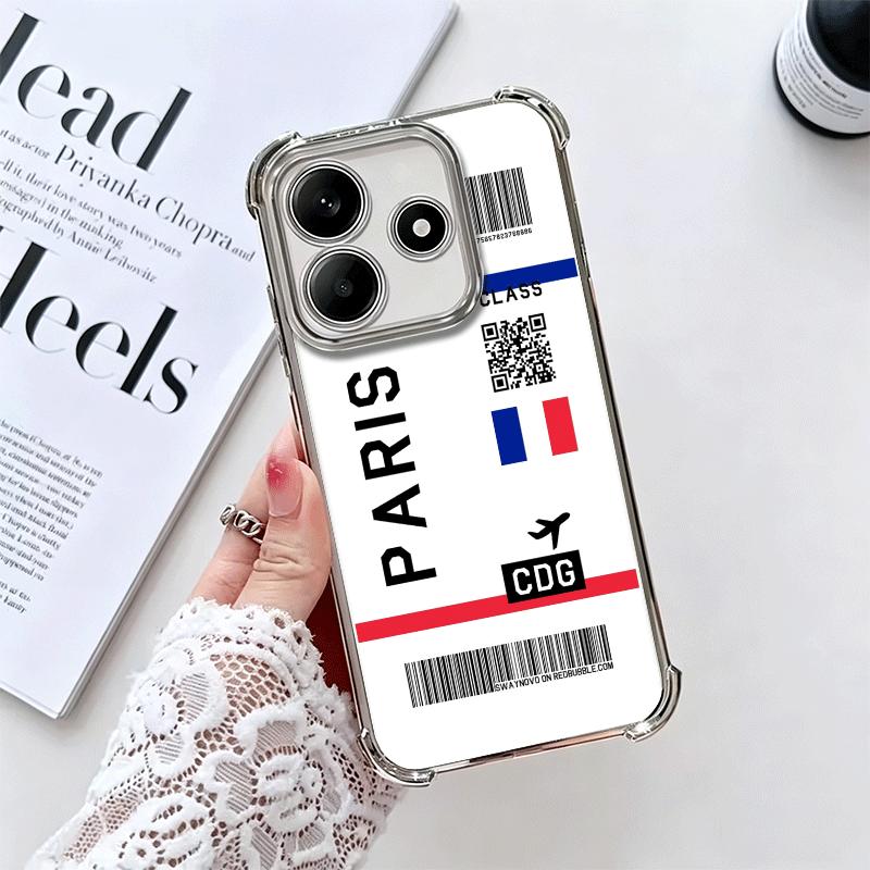 Travel Air Ticket Label Soft Phone Case For Xiaomi Redmi Note 14 15 Pro Plus 13 12 11S 11T 5G 10 9S 9 Plating Anti-Fall Fundas