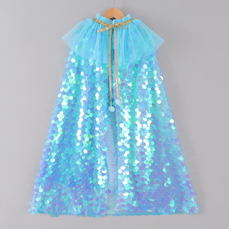 Girls' Mermaid Sequin Shawl - Elsa Princess Cloak