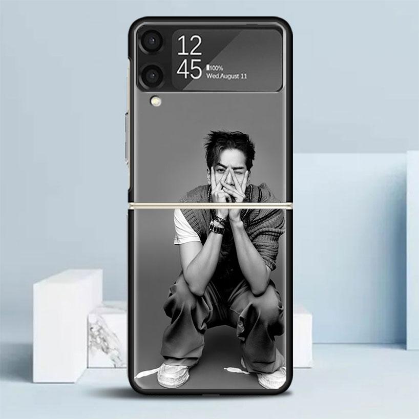 J-Jackson Wang Singer Black Cover for Samsung Galaxy Z Flip 7 6 5 4 3 5G Phone Case Flip7 Flip6 Flip5 Flip4 Flip3 Pattern Case G