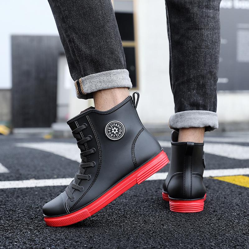 Korean Style Men's Waterproof Non-slip Rain Boots - Short, Thickened Casual Footwear