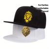 Lion Head Graphic Snapback Cap Polyester Flat Brim Hip Hop Streetwear for Parties Casual Wear Unisex
