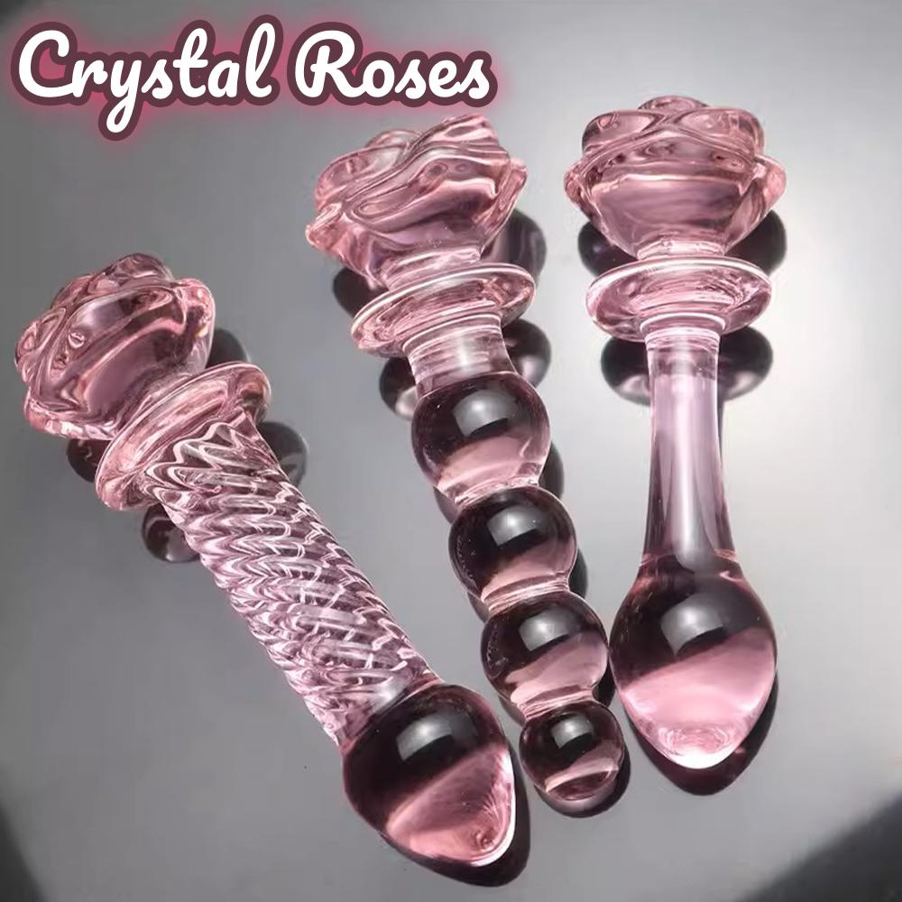 Kristallrose Glas Analplug Rosa Perle Analplug Glas Spielzeug Analspielzeug Kreatives Sexspielzeug Für Männer Für Frauen Brokatbox Verpackung